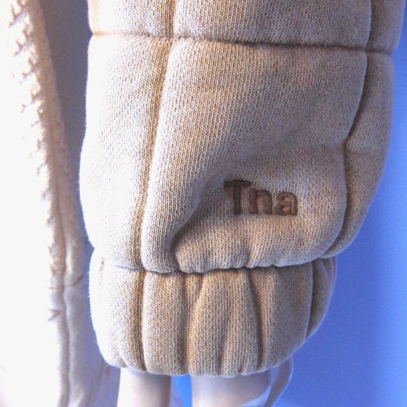 TNA COZY BOYFRIEND BROWN QUILTED CROPPED JACKET HOOD POCKETS 2XS - Picture 7 of 8